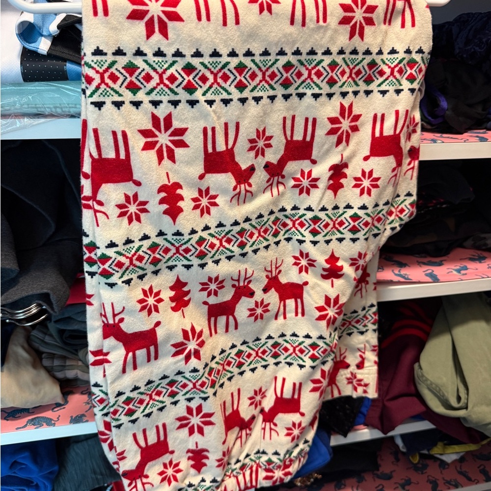 Hanna Andersson Festive Red and White Reindeer Pajama Pants unisex XL